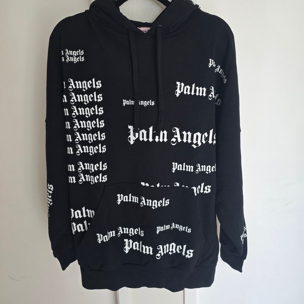 Palm Angels Ultra Logo Oversized Hoodie Black/White New with COA